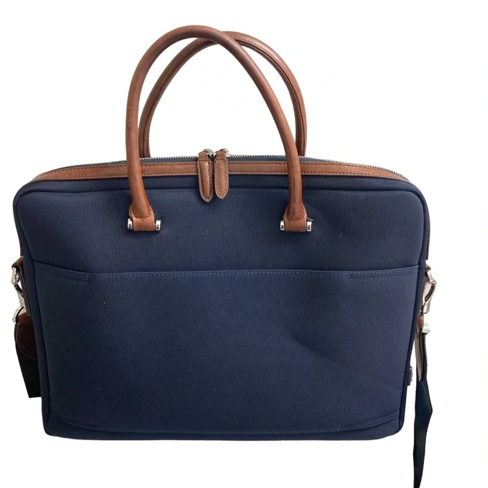 Maverick & co blue and brown briefcase laptop bag